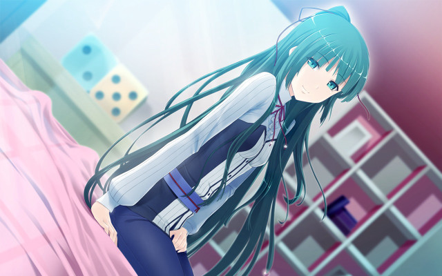 Anime girl long hair bedroom free wallpaper - medium preview image