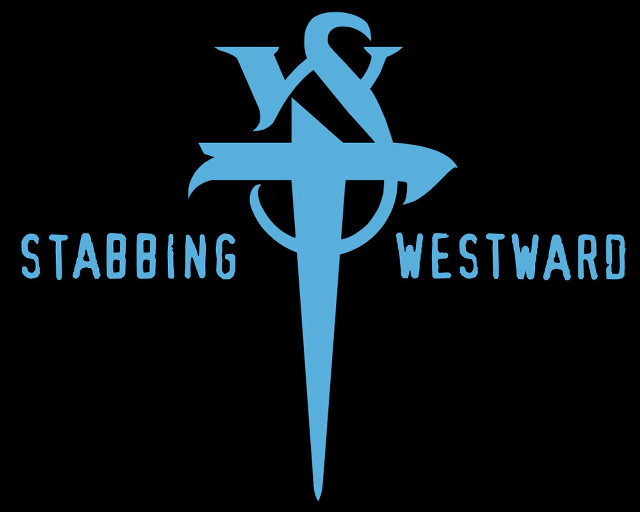 Blue logo sword cross stabbing free wallpaper - medium preview image