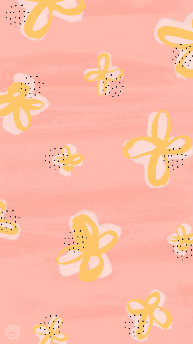 Pink background yellow white flowers free wallpaper - medium preview image