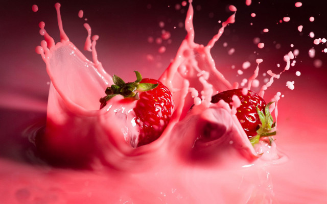 Strawberry splashing pink liquid water free wallpaper - medium preview image