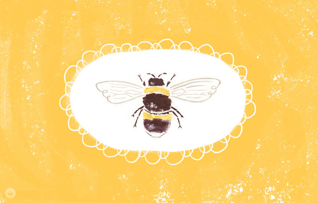 Bee yellow background white circle free wallpaper - medium preview image