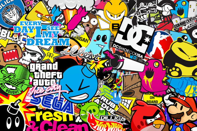 Large amount of stickers in free wallpaper - medium preview image