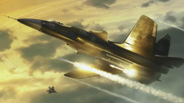 Fighter jet cloudy sky two free wallpaper - medium preview image