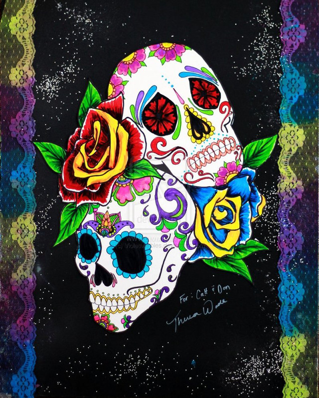 Skulls roses black background lace free wallpaper - medium preview image