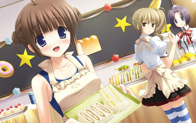 Anime girls group room sign free wallpaper - medium preview image