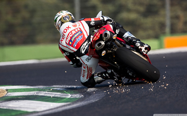 Motorcycle leaning track helmet rider #2 free wallpaper - medium preview image