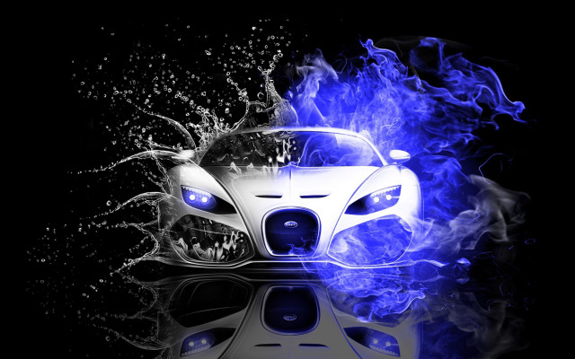 Car blue flames dark background #2 free wallpaper - medium preview image