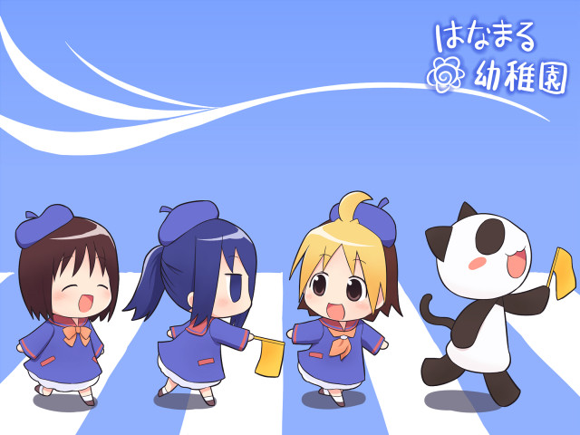 Cartoon characters walking street panda free wallpaper - medium preview image