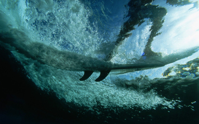 Man riding surfboard underwater ocean free wallpaper - medium preview image