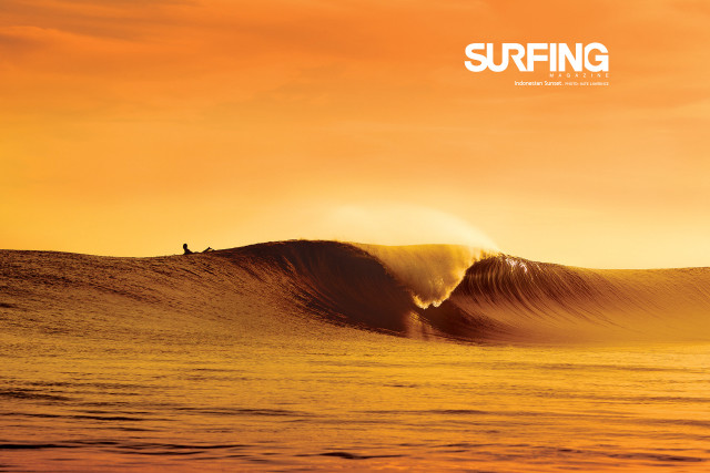 Surfer riding wave ocean sunset #3 free wallpaper - medium preview image