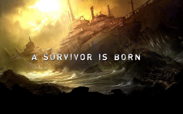 Stormy sea ship survivor banner free wallpaper - medium preview image