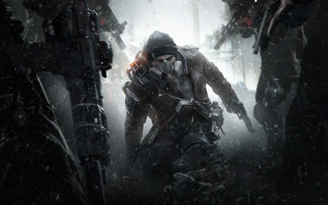 Man gas mask snowy forest free wallpaper - medium preview image