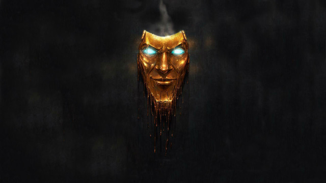 Steampunk mask glowing eyes dark free wallpaper - medium preview image