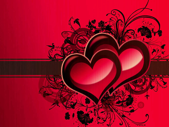 Hearts red background black border free wallpaper - medium preview image