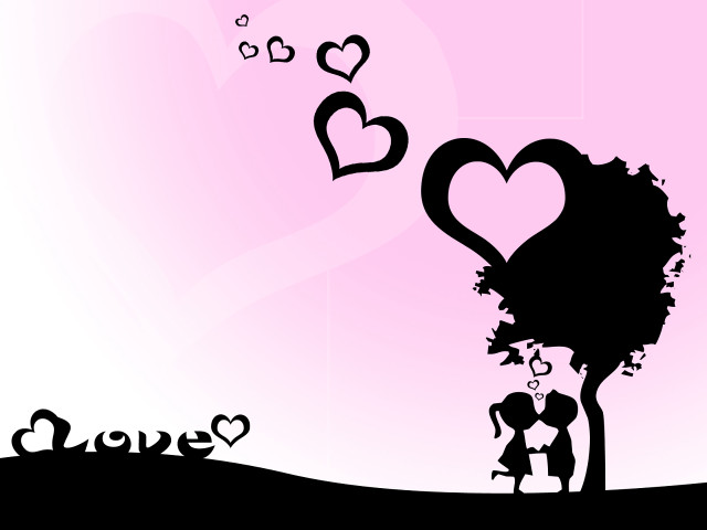 Couple tree hearts pink background free wallpaper - medium preview image