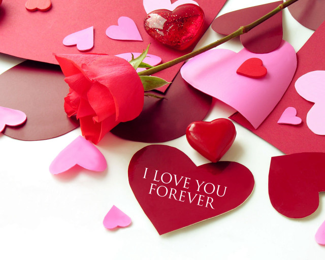 Romantic rose hearts love message free wallpaper - medium preview image