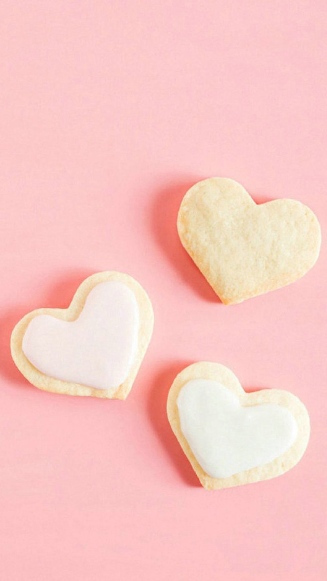 Heart cookies pink background minimalist free wallpaper - medium preview image