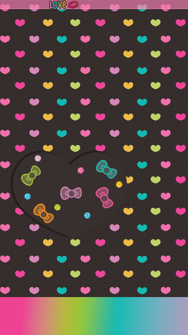 Heart bows rainbows black background free wallpaper - medium preview image