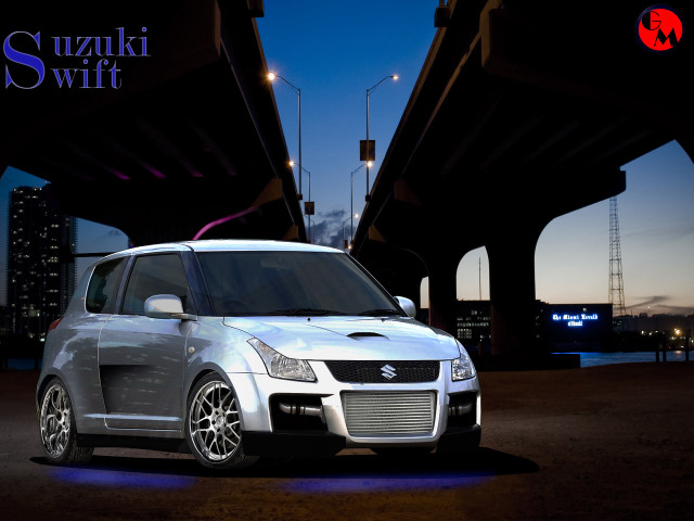 Silver suzuki swift night bridge free wallpaper - medium preview image