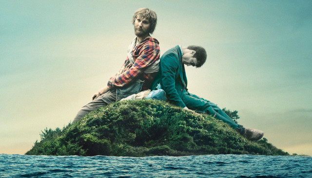 Two men small island ocean free wallpaper - medium preview image