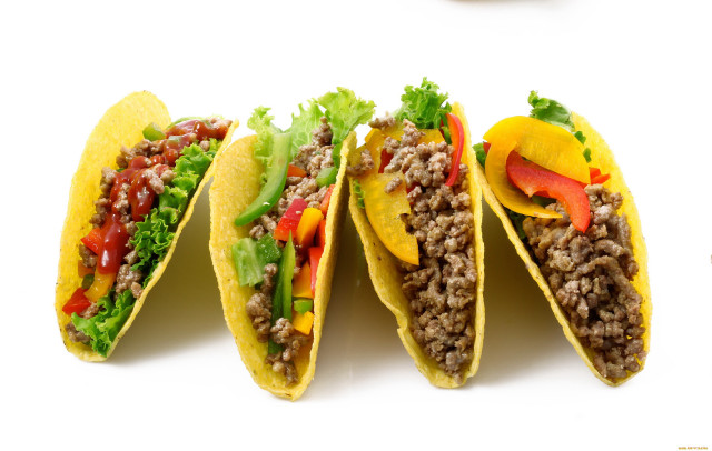 Three tacos meat lettuce peppers free wallpaper - medium preview image