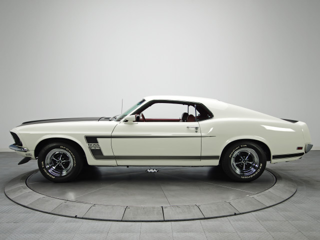 White mustang car round platform free wallpaper - medium preview image