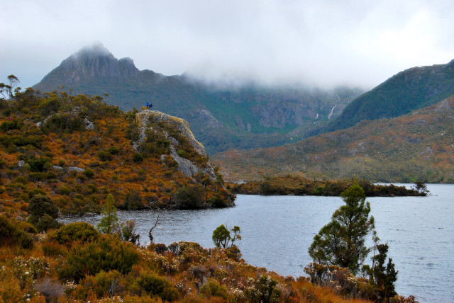 Lake mountains trees clouds autumn free wallpaper - medium preview image