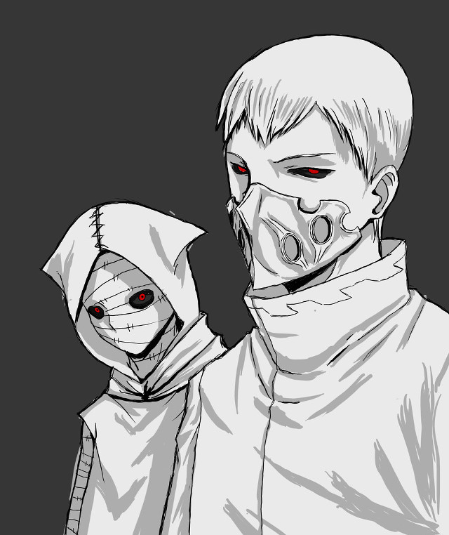 Red eyed mask hooded two free wallpaper - medium preview image