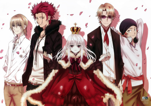 Anime characters group petals white free wallpaper - medium preview image