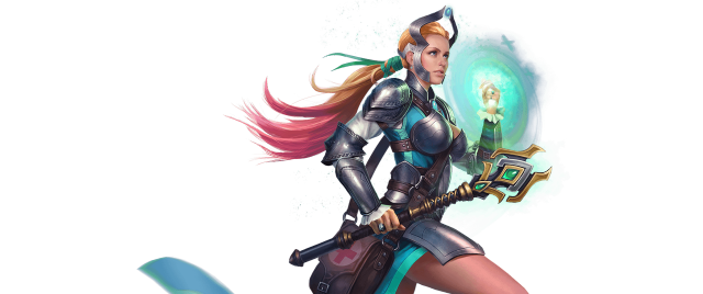 Futuristic woman suit sword shield free wallpaper - medium preview image