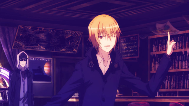 Man black jacket woman purple free wallpaper - medium preview image