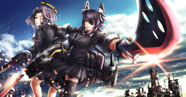 Anime characters giant object sky #2 free wallpaper - medium preview image