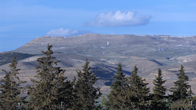 Mountain range trees sky background free wallpaper - medium preview image