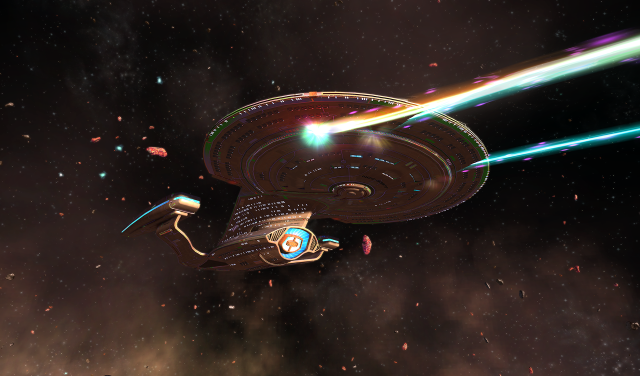 Spaceship flying star filled sky free wallpaper - medium preview image