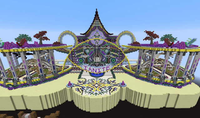 Futuristic city clock tower fountain free wallpaper - medium preview image