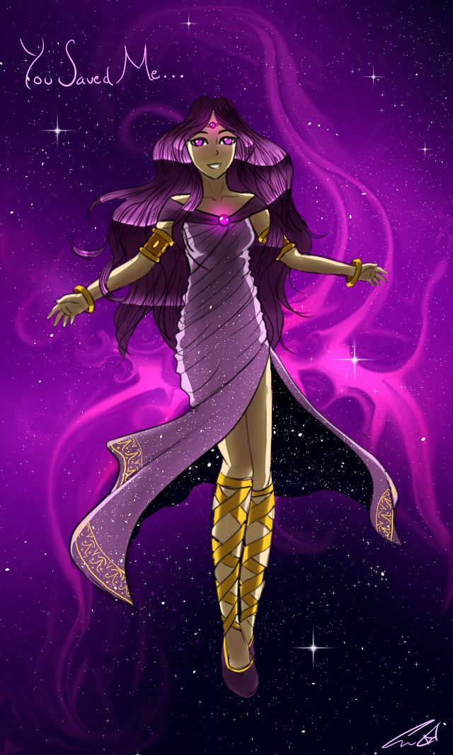 Flying woman purple dress gold free wallpaper - medium preview image