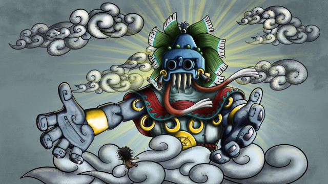 Man helmet sword painting artwork free wallpaper - medium preview image