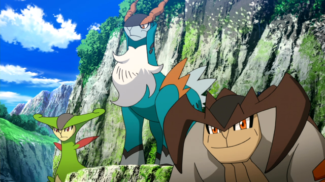 Pokemon group mountain sky waterfall free wallpaper - medium preview image