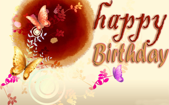 Happy birthday card butterflies flowers free wallpaper - medium preview image