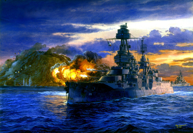 Battleship smoke water painting art free wallpaper - medium preview image