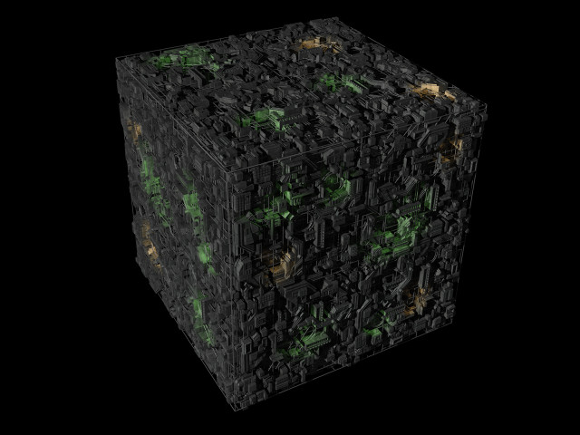 Black cube green yellow designs free wallpaper - medium preview image