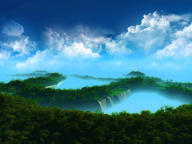 Landscape lake trees blue sky free wallpaper - medium preview image