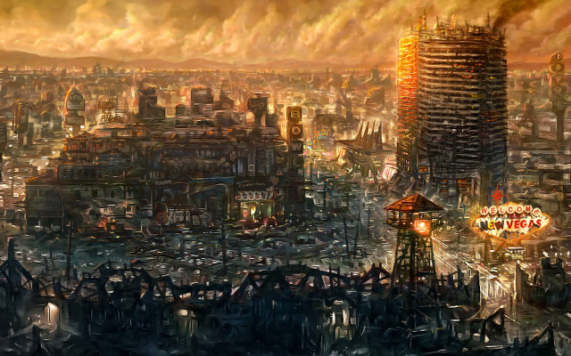 Afrofuturism cityscape ferriswheel carnival ruins free wallpaper - medium preview image