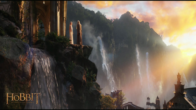 Waterfall fantasy castle background castle free wallpaper - medium preview image