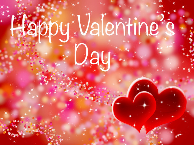 Two hearts sparkles valentines day free wallpaper - medium preview image