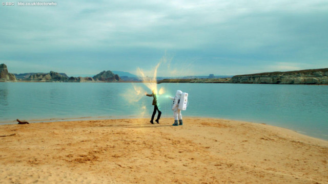 Man light saber beach lake free wallpaper - medium preview image