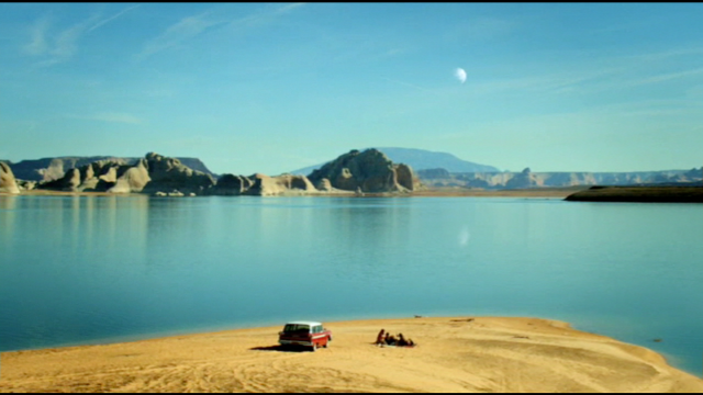 Truck beach mountains moon ocean free wallpaper - medium preview image
