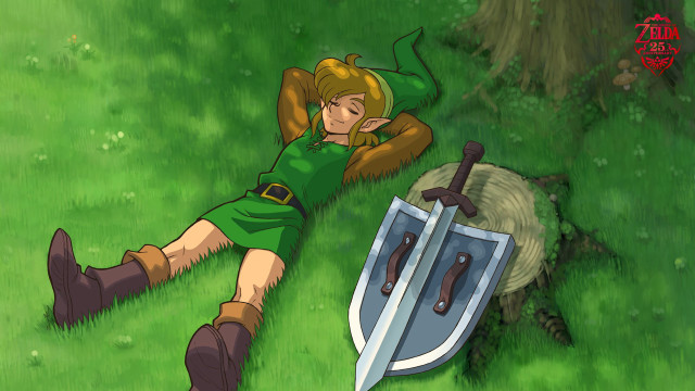 Cartoon woman laying sword shield free wallpaper - medium preview image