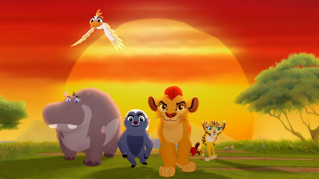 Cartoon animals field sunset bird free wallpaper - medium preview image