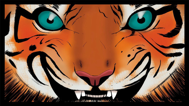 Tiger face blue eyes comic free wallpaper - medium preview image